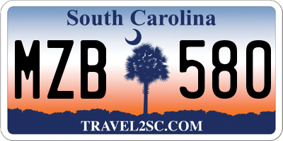 SC license plate MZB580