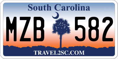 SC license plate MZB582