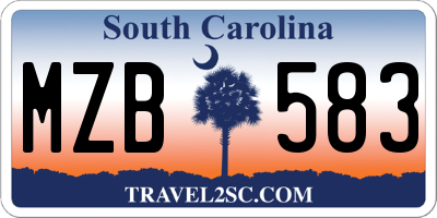SC license plate MZB583