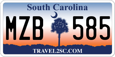 SC license plate MZB585