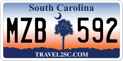 SC license plate MZB592