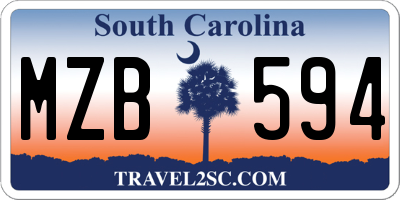 SC license plate MZB594