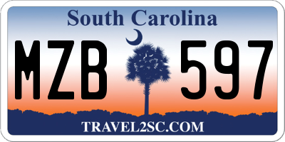 SC license plate MZB597