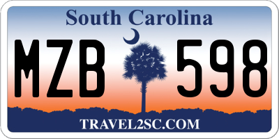 SC license plate MZB598
