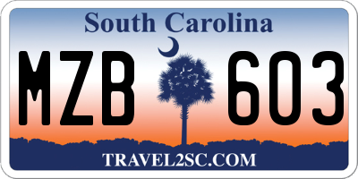 SC license plate MZB603