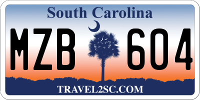 SC license plate MZB604