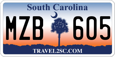 SC license plate MZB605