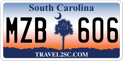 SC license plate MZB606