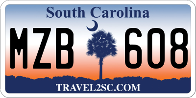 SC license plate MZB608