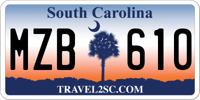 SC license plate MZB610