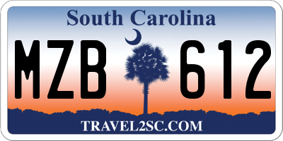 SC license plate MZB612