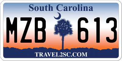 SC license plate MZB613