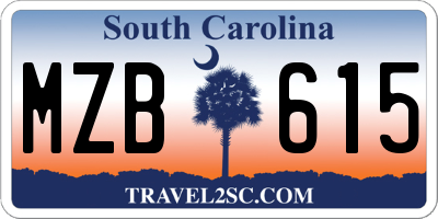 SC license plate MZB615