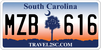 SC license plate MZB616