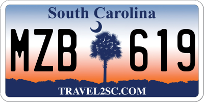 SC license plate MZB619
