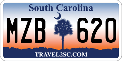 SC license plate MZB620