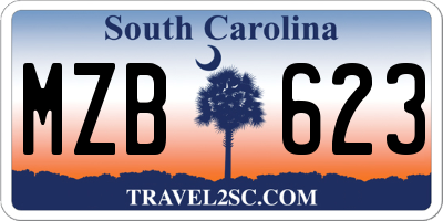 SC license plate MZB623
