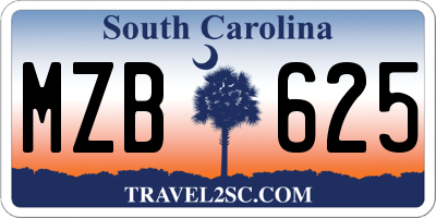 SC license plate MZB625