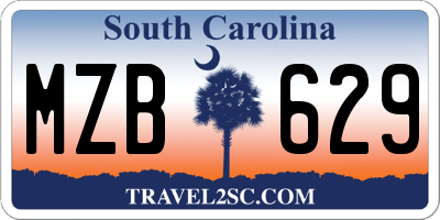 SC license plate MZB629