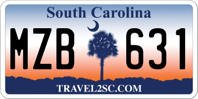 SC license plate MZB631