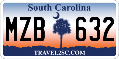 SC license plate MZB632