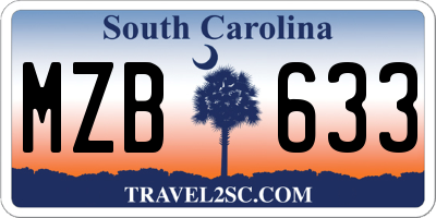 SC license plate MZB633