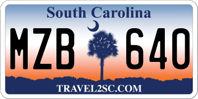 SC license plate MZB640