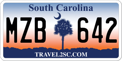 SC license plate MZB642