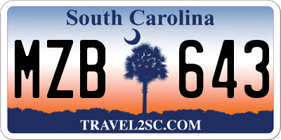 SC license plate MZB643