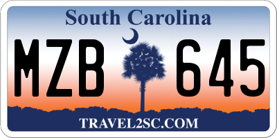 SC license plate MZB645