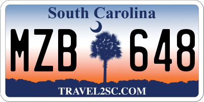 SC license plate MZB648