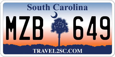 SC license plate MZB649