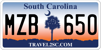 SC license plate MZB650