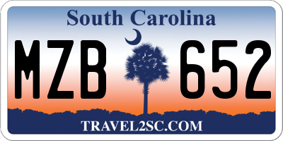 SC license plate MZB652