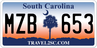 SC license plate MZB653