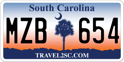 SC license plate MZB654