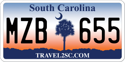 SC license plate MZB655