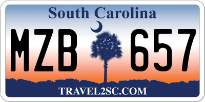 SC license plate MZB657