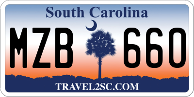 SC license plate MZB660