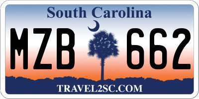 SC license plate MZB662
