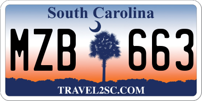 SC license plate MZB663