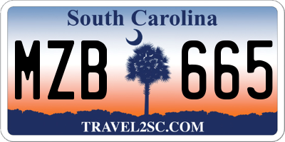 SC license plate MZB665