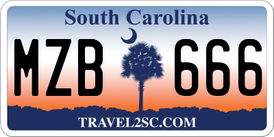 SC license plate MZB666