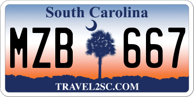 SC license plate MZB667