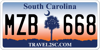 SC license plate MZB668