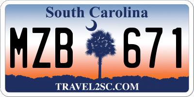 SC license plate MZB671