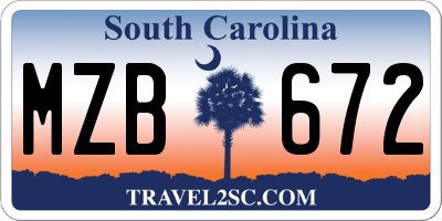 SC license plate MZB672