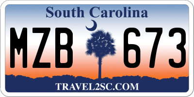 SC license plate MZB673