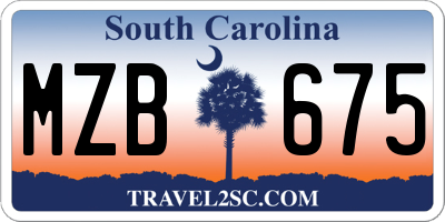 SC license plate MZB675