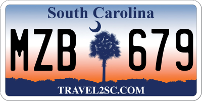 SC license plate MZB679